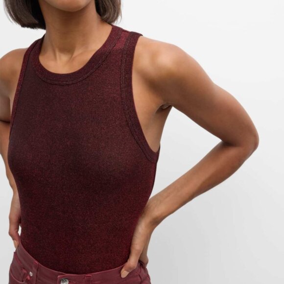 Veronica Beard 'Jordyn' Stretch-Metallic Tank Top, Crimson Lurex - Picture 4 of 4